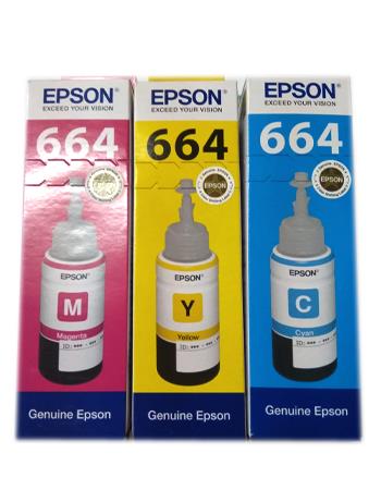 Epson 664 Color Ink Bottles (Magenta, Yellow, Cyan)